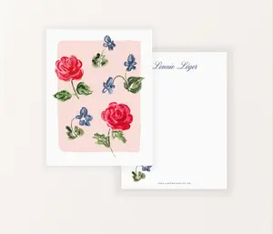 Roses and Violets Personalized Stationery