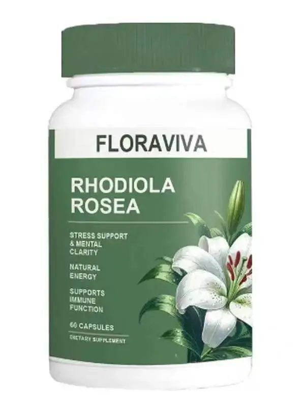 Natural Rhodiola Rosea Wellness Capsules 500mg - Non-GMO Healthcare Adaptogen Supplement for Stress Support, Mental Focus - 60 Dietary Supplement Capsules with Enhanced Natural Ingredients