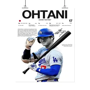 [New Sports Decor - Sale Up To 40%] [Unframe] Shohei Ohtani Signed Poster, Hardline Series Baseball Wall Art, Iconic Player Decor, Inspirational Sports Room Artwork, Gift for Baseball Fans