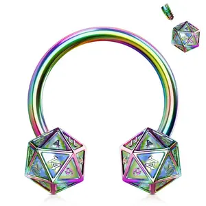 Oufer 16G Dice Internally Threaded Horseshoe Ring
