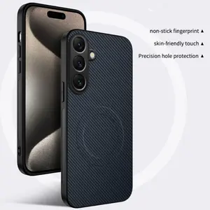 For Magsafe Carbon Fiber Phone Case For Samsung Galaxy A56 A55 A36 A26 A16 A06 5G 4G Magnetic Wireless Charging Back Cover Funda