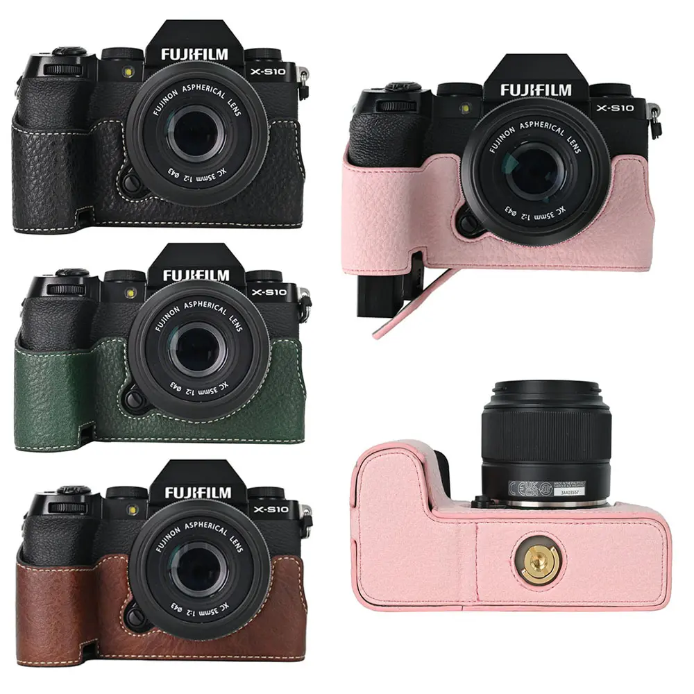 PU Leather Camera Half Case for Fujifilm Fuji XS10 XS20 XT30 XT30II XT20 XT10 XT5 X100VI XM5 Battery Opening Magnetic Cover