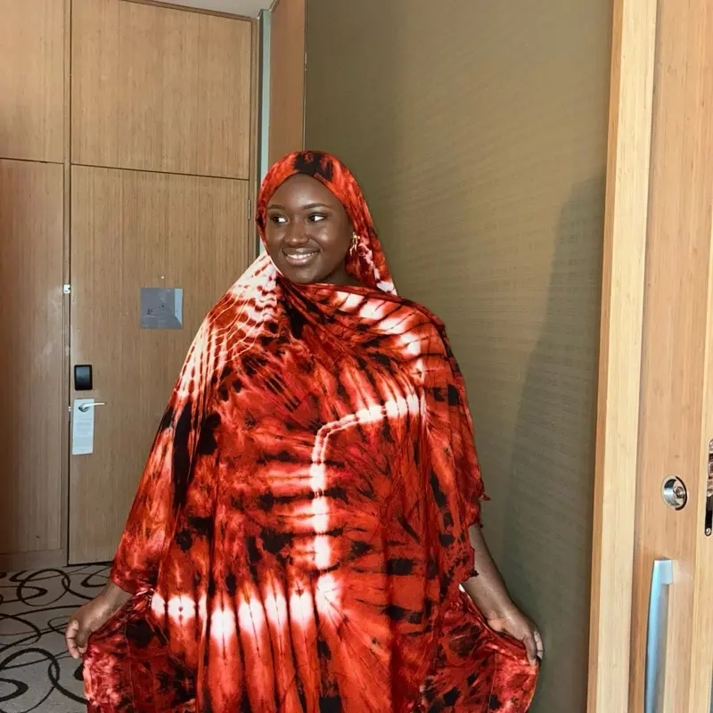 Rich Aunty Dress - Red Tie-Dye Patterned Item as Seen in the Picture