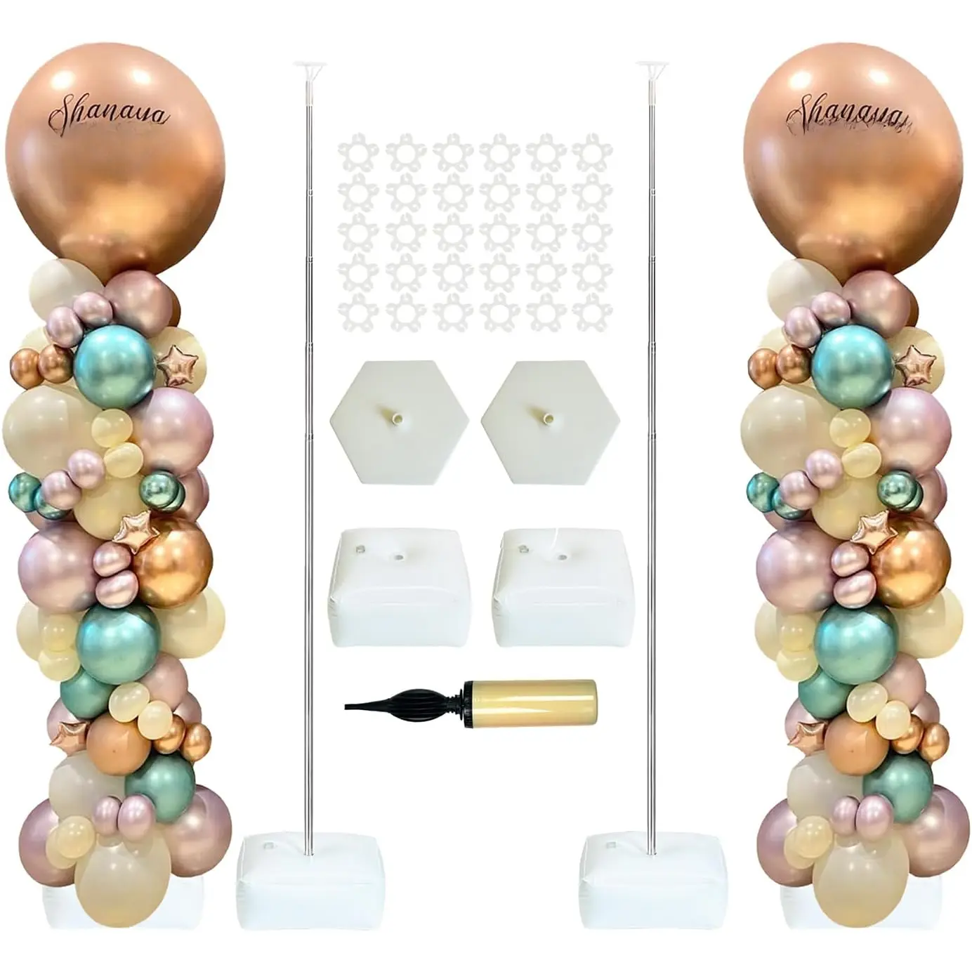 2 Sets Adjustable 7ft DIY Balloon Column Stand Kits For Birthday Wedding Graduation Party Decorations, Christmas Balloon Decor
