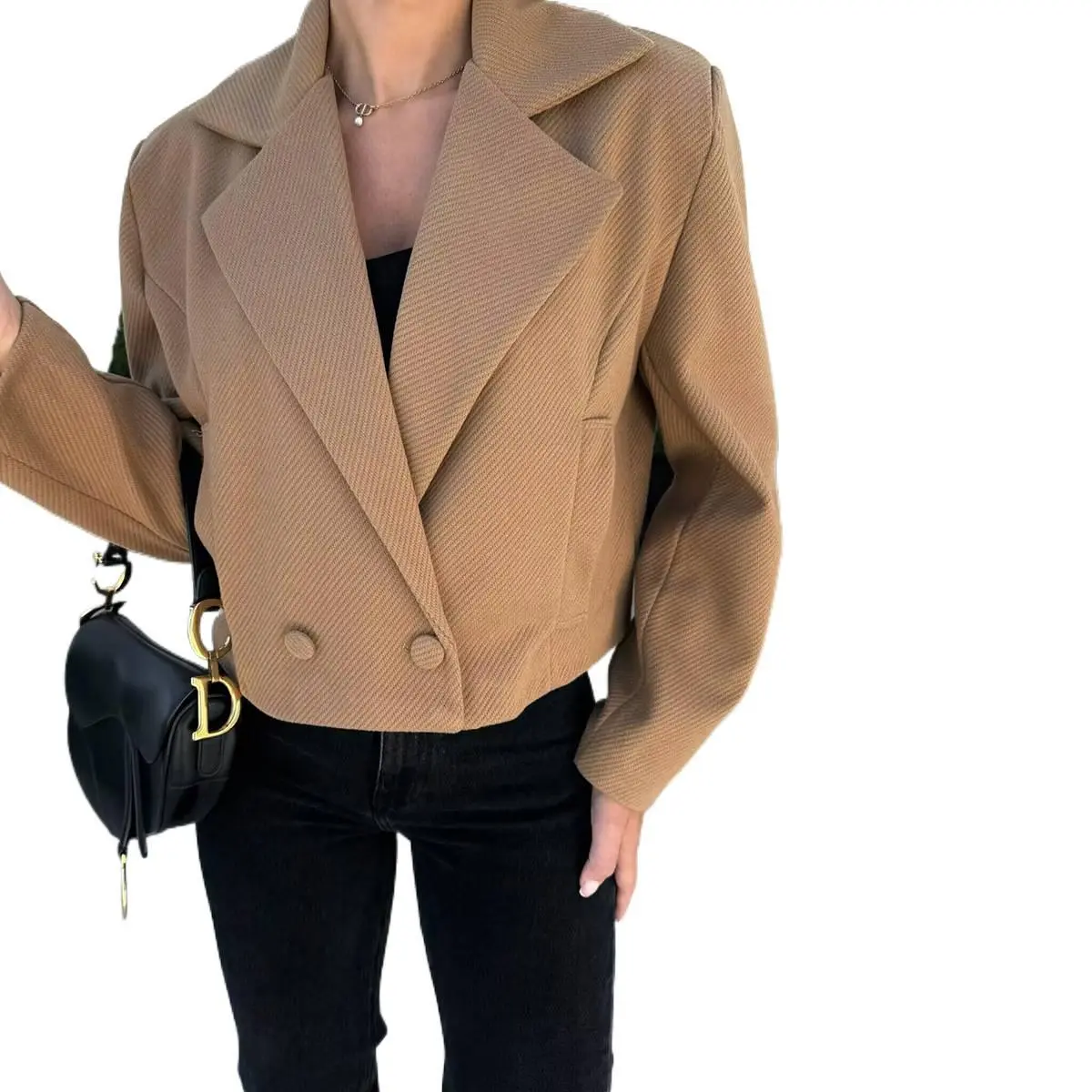Women's Classic Tailored Wool Blend Blazer Jacket, British Style Long Sleeve with Notch Lapel, Chic Buttoned Business Coat, Plus Size, Elegant, Solid, British Chic, Collared Neck, Meets Us Standards, Lady, Normal Type, Fabric, Piece