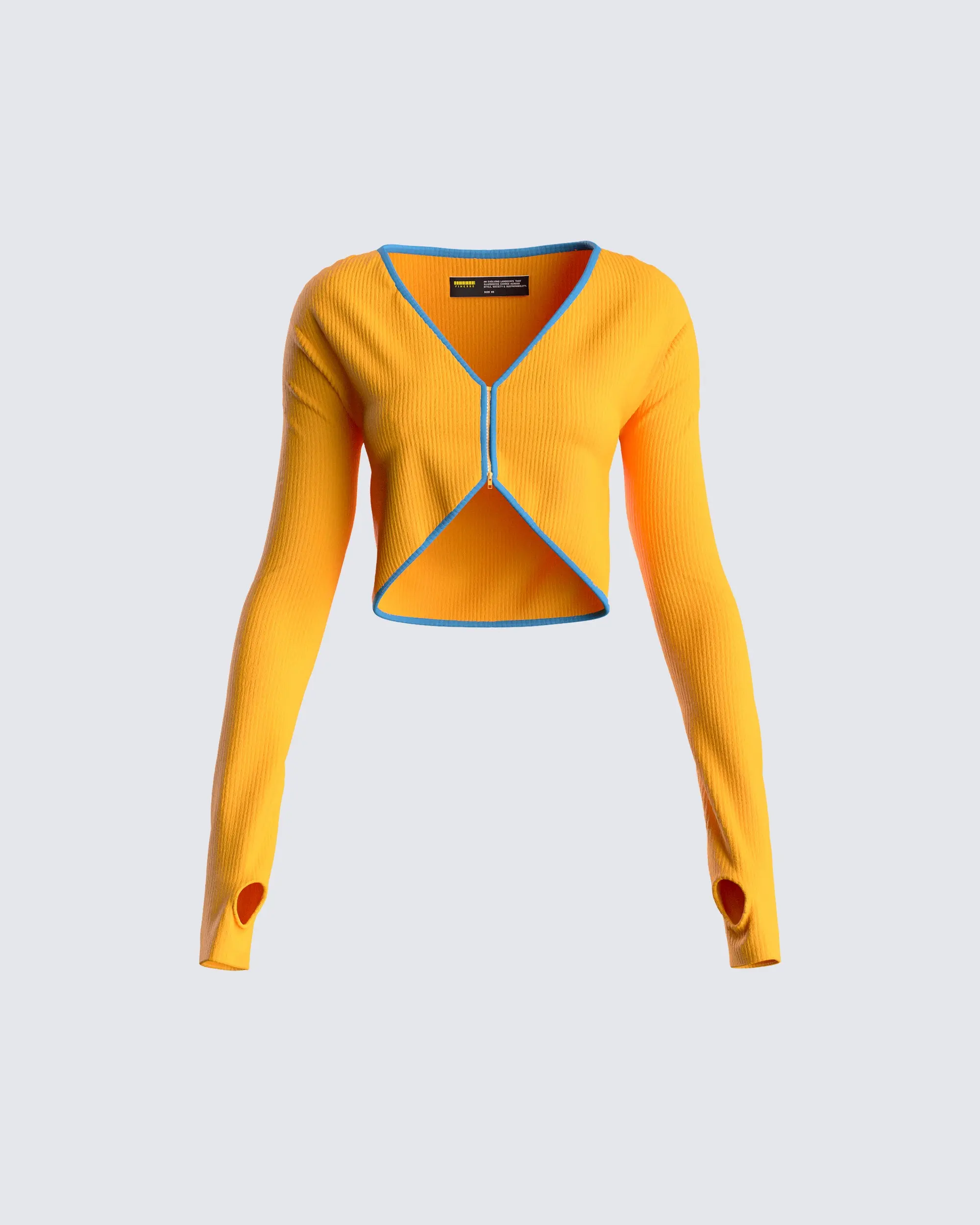 Women's Riley Ribbed Viscose Top, V-Neck Long Sleeve Crop Shirt for Women with a Front Cutout and Thumb Holes, Tops, Shirts For Women