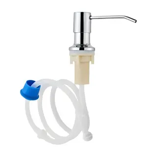 Kitchen sink soap dispenser, brushed pump head, stainless steel countertop dishwasher soap pump, with 1-meter silicone extension tube kit