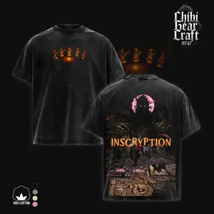 Inscryption Game graphic v2 Washed Tshirts, Hoodie Gift For Gamer, apparel Menswear Top Casual, Gaming Top graphic t-shirts print back fan gamer Fabric Seamless Menswear