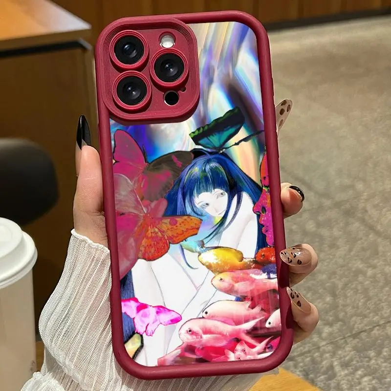 Mobile phone case with colorful butterfly girl illustration pattern. Suitable for iPhone 17 Pro Max/16 Pro Max/15 Plus/14/13/12/11, TPU soft case. Compatible with Galaxy S26 Ultra/S25 Plus/S24/S23, dopamine color. Compatible with Galaxy A54/A53/A33/A15.