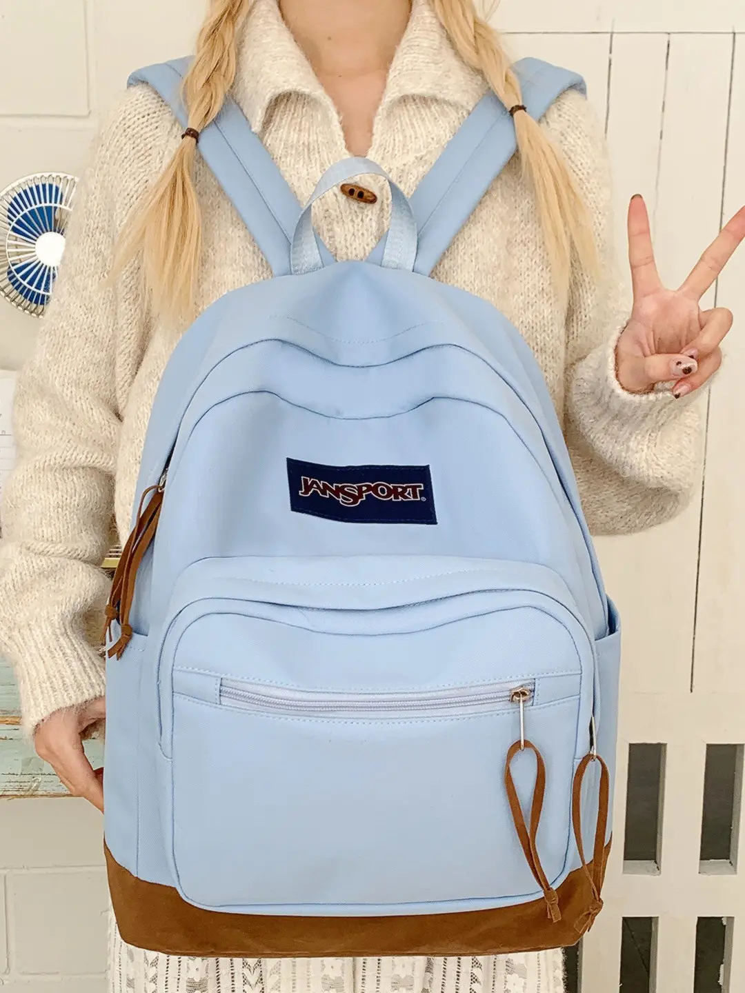 Cute Solid Color Jan Style Backpack Large Capacity Waterproof School Backpack for Elementary Middle High College Students Casual Travel Outdoor Sports Daypack Unisex