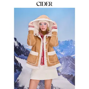 Cider [size 2-10] Faux Shearling Hooded Pocket Duffle Jacket