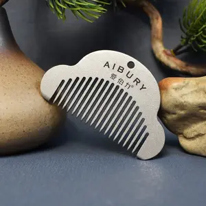 Pure Titanium Mini Comb, Anti-Static No-Pull Ultra Small Styling Comb, Portable Compact Design, Safe Round Corners, Non-Slip Rustproof Ti Gold Comb