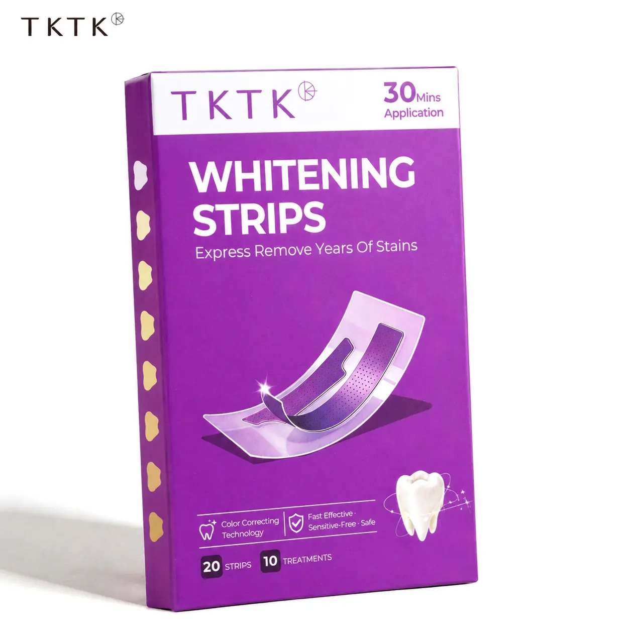 TKTK Purple Teeth Whitening Strips - Color Correcting Technology, 10 Treatments (20 Strips), Peroxide-Free, Gentle Color Correcting Formula - Non Sensitive Teeth Whitening #SummerFinds