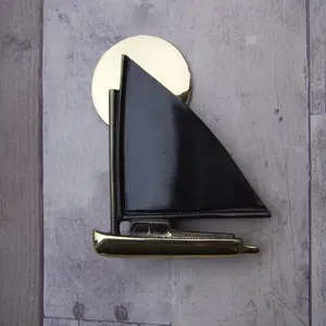 Catboat Door Knocker by Michael Healy - Solid Brass, Handcrafted, Easy Install