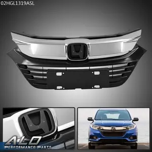 Fit For 2019-2021 Honda HRV HR-V Black Front Bumper Grille Grill w/ Chrome Trim