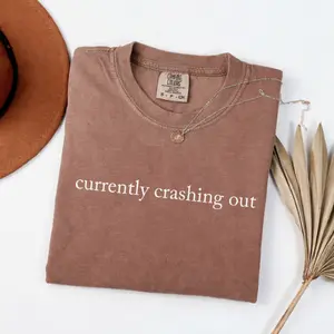 Comfort Colors Currently Crashing Out Shirt, Retro Funny Quote Shirt, Sassy Sarcastic Shirt, Adult Humor Shirt, Preppy Bow Shirt