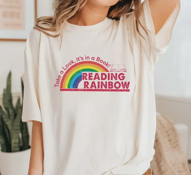 Reading Rainbow Shirt, Retro Librarian Teacher Appreciation Shirt, Rainbow School Book Lover Gift, Bookworm Tee
