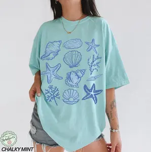 Comfort Colors Seashell T-Shirt, Beach Graphic Tee, Womens Summer Top, Ocean Lover Gift, Sea Shell Aesthetic Shirt, Cute Vacation Apparel