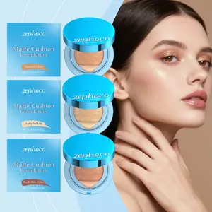 Matte Concealer Cushion Foundation, Long-Lasting Natural Finish, Hydrating Makeup & Brightening, Available in Ivory /natural Color/dark Skin Tone
