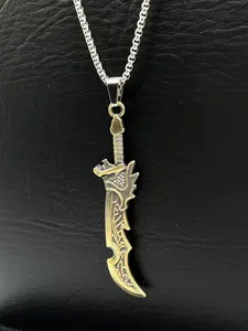Stainless Steel Bronze Knife Dagger Weapon Pendant on Chain - Durable Design, Perfect for Everyday Wear, Versatile Accessory