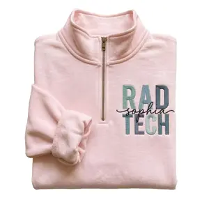 (Leave a note) Custom Embroidered RAD Tech Quarter Zip Sweatshirt, Personalized Radiologic Technologist Apparel