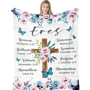 Women's Spanish Christian Cross Graphic Blanket - Bible-Inspired Spiritual Religious Gift, Regalos Cristianos En Español, Outdoor-Use Textile, Cross Graphic Blankets