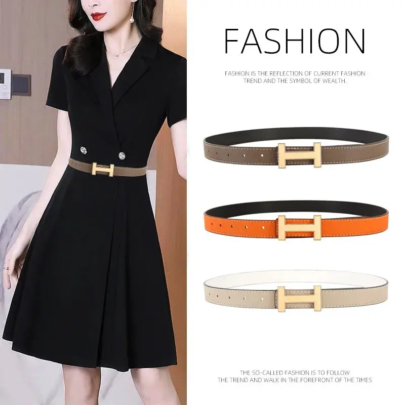 Brand Leather Belt for Women - Designer Alloy Buckle Waist Strap