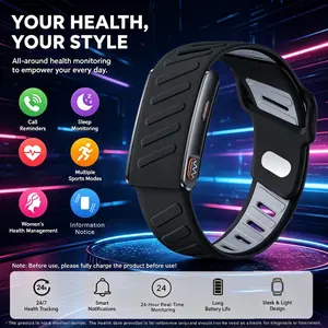 Black smart wristband, wearable activity and fitness tracker, 24-hour sleep tracker, all day continuous sleep, breathing, temperature and activity tracking, smart wristband with over 100 exercise modes, vibration information notification, ideal gift