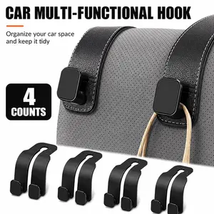4 Pack Car Seat Headrest Hooks, Faux Leather Car Back Seat Hanger Hooks for Bags, Purses, Hats and Small Items