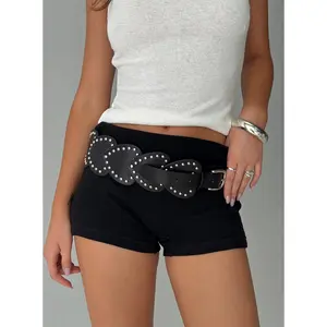 Running Wild Faux Leather Heart Belt Black