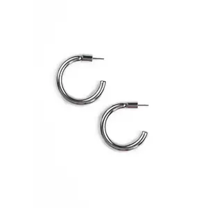 BESTOW Silver Hoop Earrings for Women – Lightweight, Waterproof, Non-Tarnish Hypoallergenic Large Silver Hoops in 3 Sizes: 1", 2", 2.75" – Stylish Designer Silver Earring Hoops for Her (Silver, 1 in)