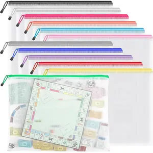 Zipper Pouch, 16.9x12.4 in (12 Colors, 12 Packs), Extra Large Waterproof Zipper Bags for Office Supplies, Puzzles, Board Game Storage & Cross Stitch Projects