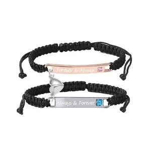 B Adjustable Couple Bracelet Set, Heart Rate Bracelet, Fashion Bracelet for Couples, Daily Clothing Decor, Trendy All-match & Exquisite Jewelry for Birthday Love Gift, Heart Charm Bracelet