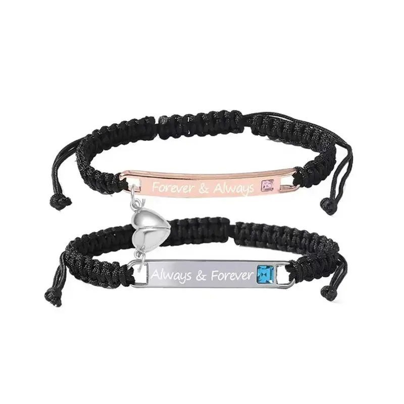Adjustable Couple Bracelet Set, Heart Rate Bracelet, Fashion Bracelet for Couples, Daily Clothing Decor, Trendy All-match & Exquisite Jewelry for Birthday Love Gift, Heart Charm Bracelet