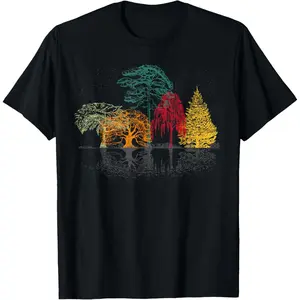 Colorful Trees Wildlife Nature Outdoor Reflection Forest T-Shirt Black Man