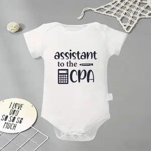 CPA Assistant Cute Accounting Math Design Baby Bodysuit, Funny Infant Newborn Clothes 100% Cotton Jumpsuits Baby Boys Girls Casual Rompers Baby Gift Baby Short Sleeves Onesie Clothes Letter Pattern Baby Outfit for Outdoor Indoor