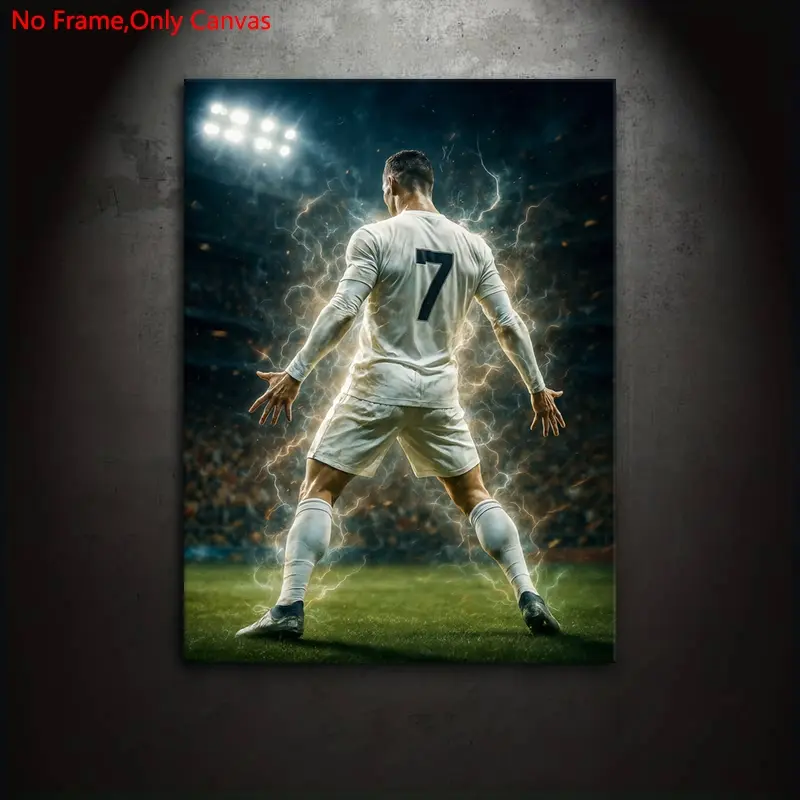 1 piece/set frameless canvas painting print poster, surreal realism style art, Modern Art Design, legendary soccer star Cristiano Ronaldo, a gift for football culture enthusiasts, ideal gift for bedroom, living room, wall decoration