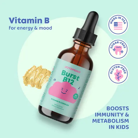 JoySpring Burst B12 Drops – Vitamin B Complex (2 fl oz) | B2, B6, B5 + Methylcobalamin B12 | Daily Nutritional Support Supplement