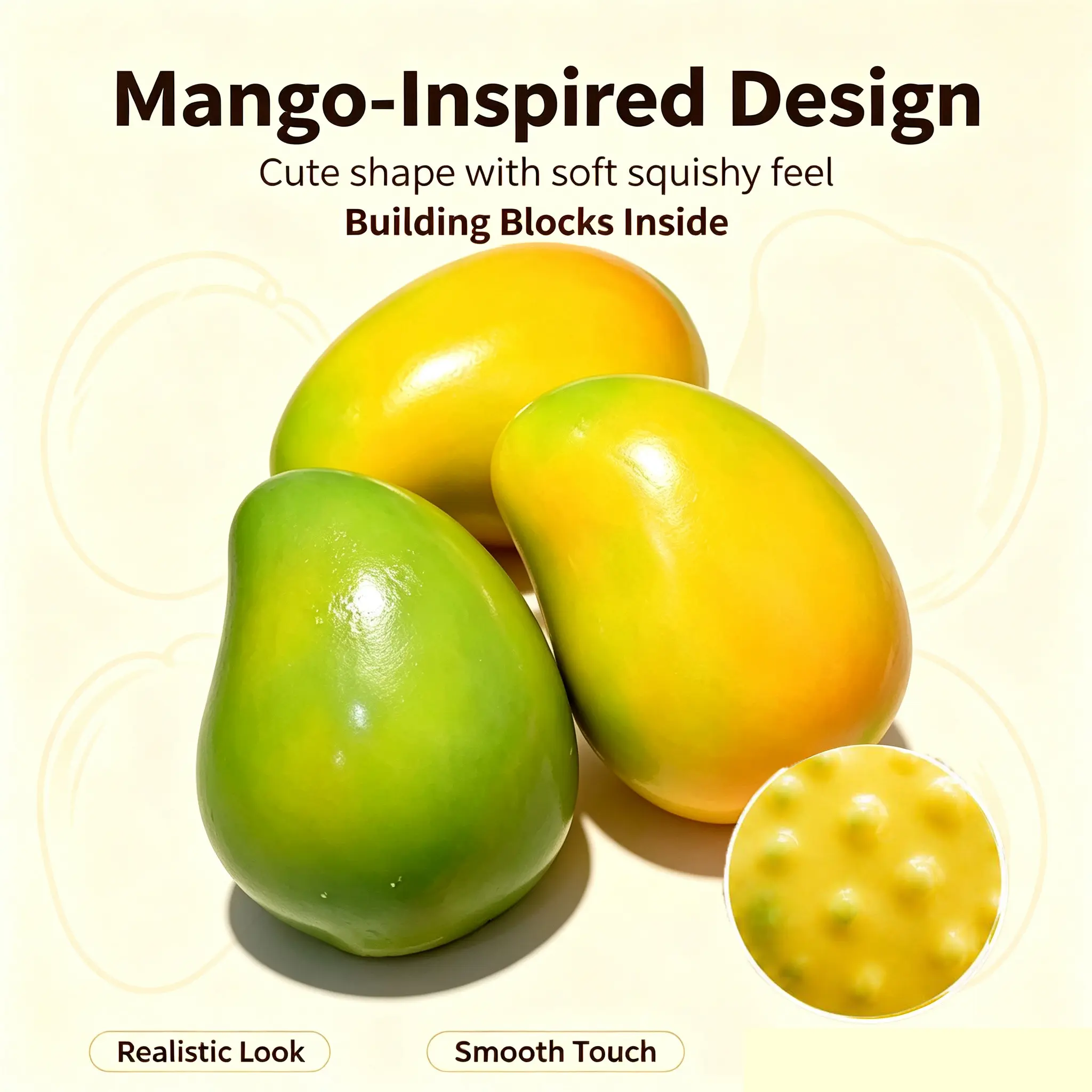 Crunchy Color-Changing Crispy Mango Stress Ball Squeeze Toy Squishy Crispy Mango Squishy Fidget Ball,  Sensory Stress Relief Toy