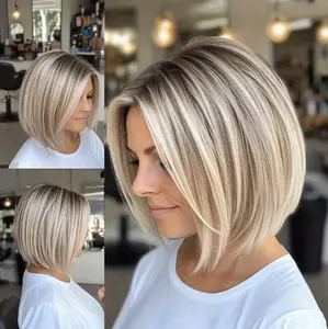 12-inch Elegant Gradient Platinum Blonde Short Wig for Women, Made of Synthetic Fiber, Breathable & Comfortable Cap Design, Heat-resistant Fibre, Suitable for All Occasions