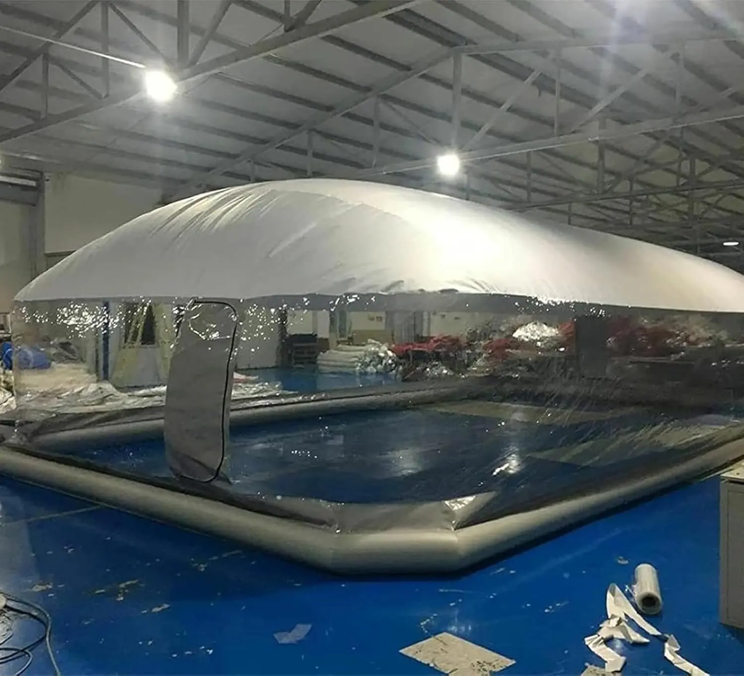 Pool Cover/Rain and Dustproof Cover/Transparent Inflatable Pool Bubble House, Dome Tent with Roof Inflatable Insulation Mat Frame/Full Set Transparent Rectangle,6 * 3 * 3m