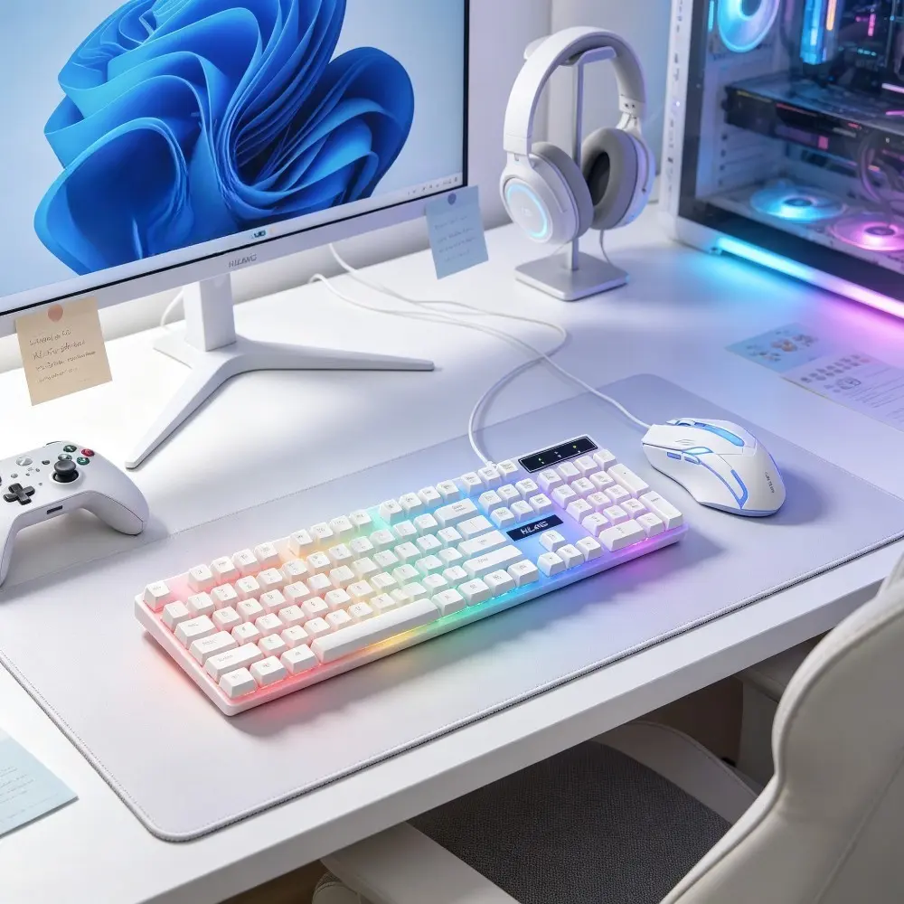 Wired gaming keyboard and mouse kit ergonomic illuminated gaming mouse, USB plug and play computer keyboard and mouse kit, suitable for PC laptops, desktops, offices, games, and homes