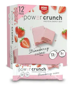 Power Crunch Whey Protein Bars, High Protein Snacks with Delicious Taste, Strawberry Cream, 1.4 Ounce (12 Count)