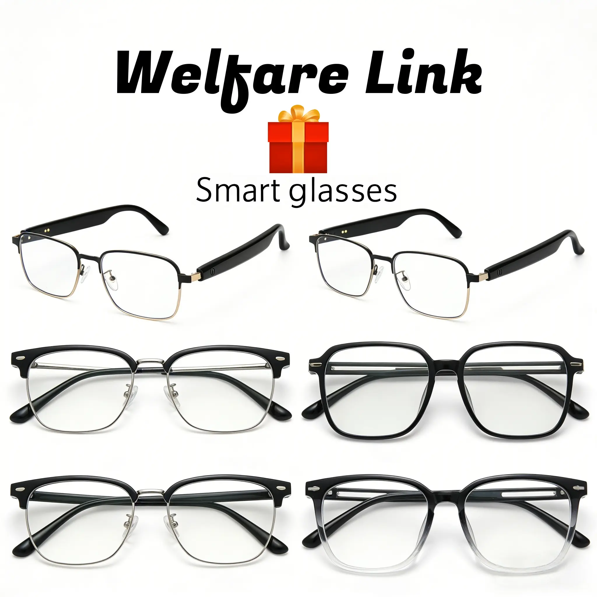 Gifts-VUB Bluetooth audio smart glasses, equipped with photochromic lenses (automatically darkening in sunlight) and surround sound and a wireless microphone.