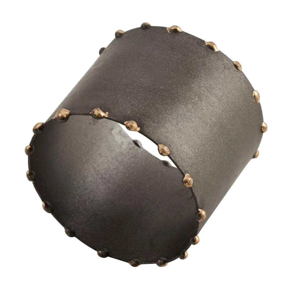 Saro Lifestyle NR484.GP Solid Round Attention-Grabbing Dot Rim Napkin Rings, Set of 4 with Old Times Look and Feel