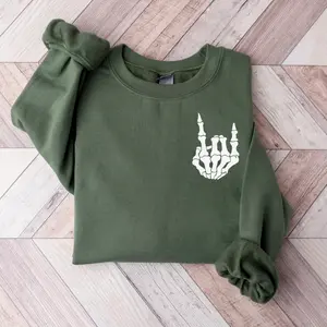 Skeleton Hand Dancing Halloween Sweatshirt - Spooky Season Fall Crewneck Sweater IW4