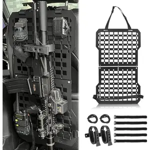 MAIKER Rigid Molle Panels For Vehicles Truck Mount Rack Tactical Seat Back Organizer Versatile Panel with Gun Rack Mount & Hook and Loop Fasteners & Elastic Rope for Storage Gears Accessories, Black