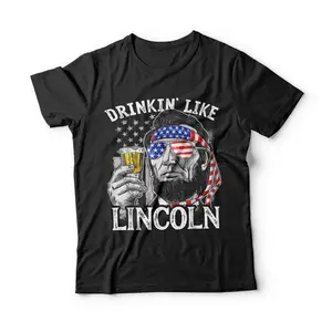 4th of July Shirts for Men Drinking Like Lincoln Abraham Tee Breathable Graphic Tee Peak Design Sweatshirt Hoodie