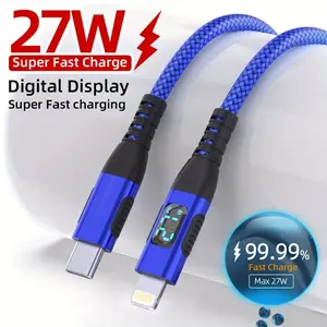 LAIHONEN USB C to Lightning cable for iPhone cable, for iPhone charging cable, fast charging cable Type c to Lightning cable, LED display nylon braid, for iPhone 14 13 12 11 Pro Max, XS XR X 8 7 6s Plus SE iPad, etc.