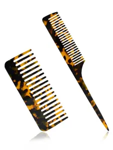 2pcs Acetate Comb Set, Wide Tooth Detangling Brush, Pointed Tail Design, No Damage for Normal Hair, Portable Combs for Daily Use